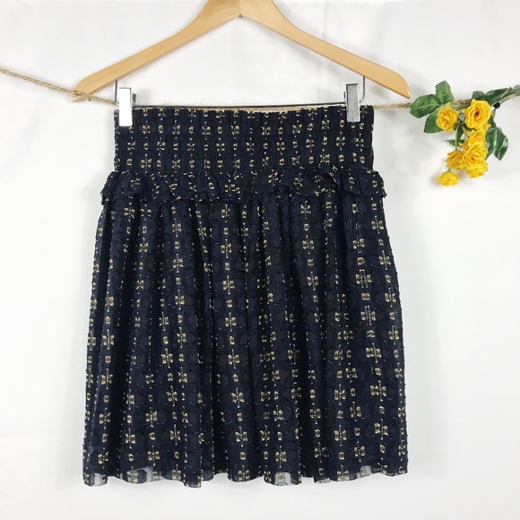 H&M Dresses & Skirts - [H&M] Blue & Gold Ruffle Mini Skirt